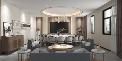 新中式餐厅包厢3D模型下载